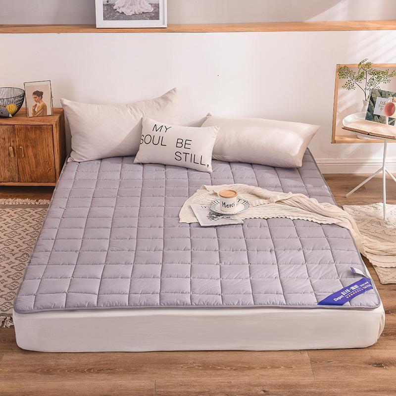 家柏饰(CORATED)全棉薄款床垫床褥1.82.0米双人垫子垫被褥子软垫保护垫 全棉床护垫-灰 150*200cm【吸湿透气细腻柔软】