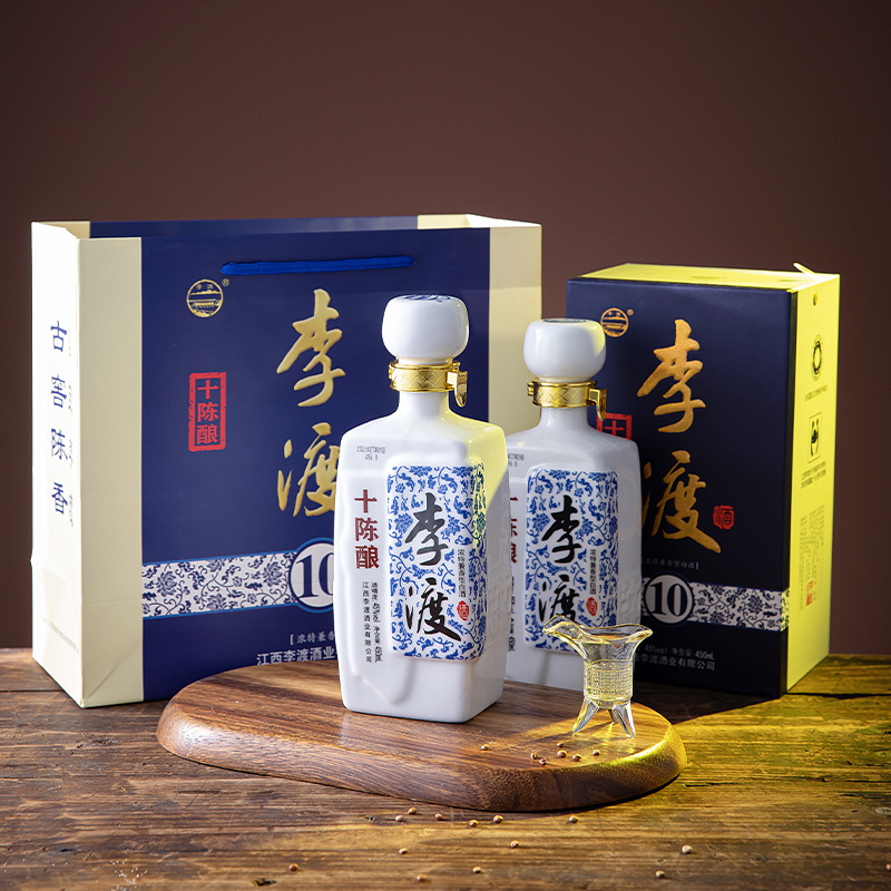 李渡官方旗舰店李渡高粱酒十陈酿45度450ml纯粮食白酒浓特兼香型白酒