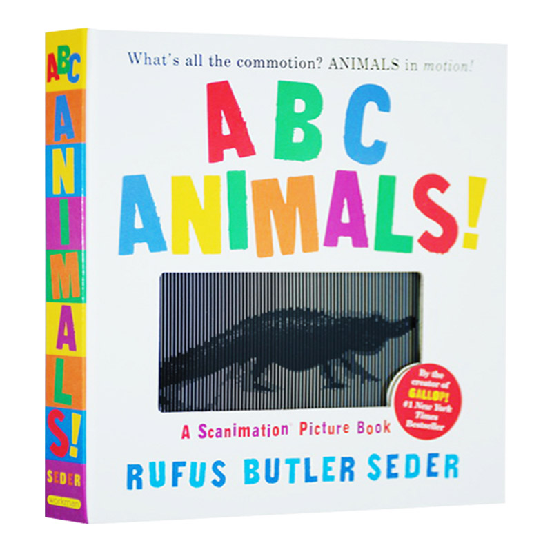 [醉染正版]光与影视觉动物ABC动画书 英文原版 ABC Animals A Scanimation Picture高清大图