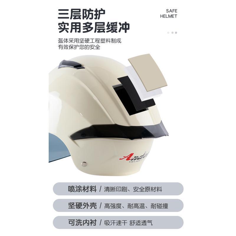 炫酷款[哑黑]高清透明镜 均码 电瓶车电动车头盔灰夏季男女士防晒半盔四季通用夏天全盔安全帽