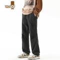 YANXU秋季潮牌直筒工装裤男装美式休闲伞兵裤子宽松百搭抽绳束脚长裤男 4XL 黑色