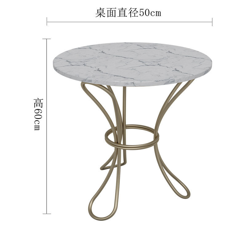 森美人北欧简约现代小户型茶几圆形客厅卧室沙发边几柜角几轻奢风大理石 大理石白色+金花边支脚