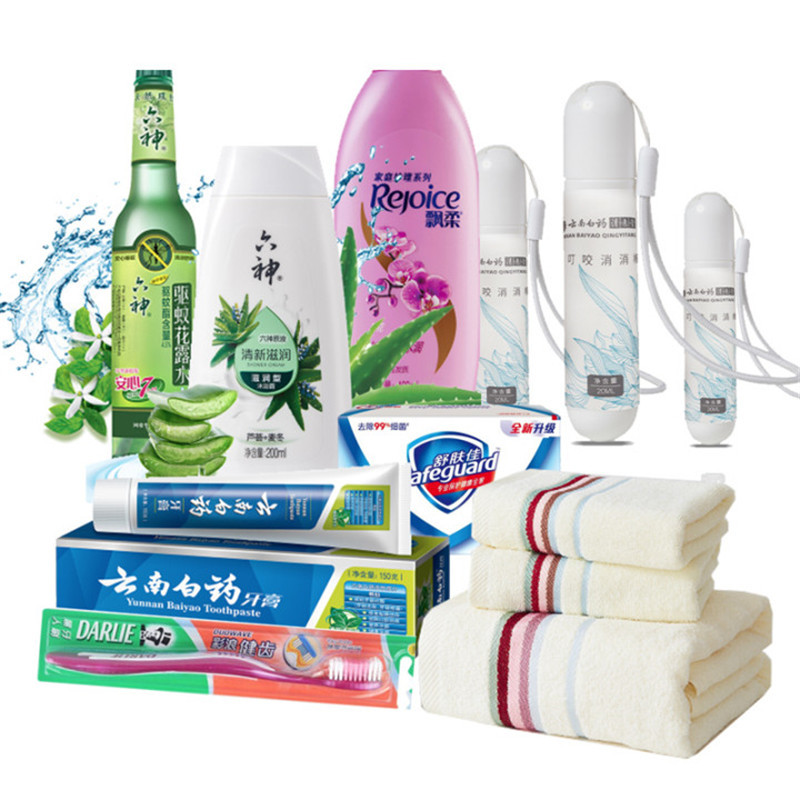 防暑降温套餐(叮咬消消棒+六神驱蚊花露水+云南白药牙膏薄荷+黑人牙刷+舒肤佳香皂+飘柔洗发水+六神沐浴露+恒源祥毛巾)