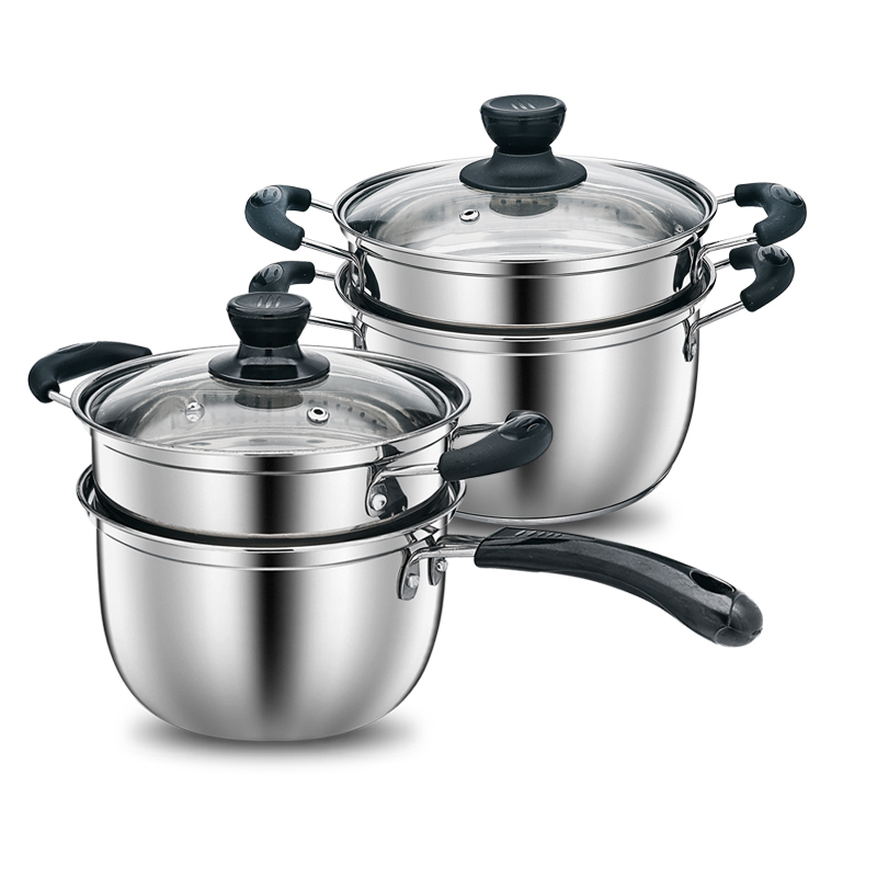 16cm182022加厚不锈钢奶锅小蒸锅迷你汤锅牛奶煮