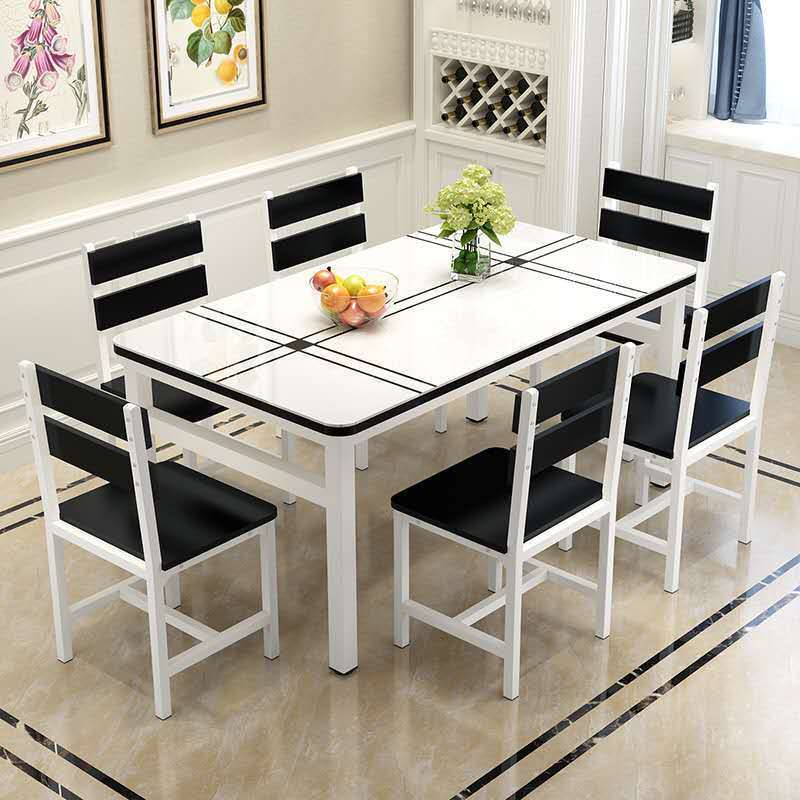 餐桌椅组合家用现代简约小户型餐桌4人6人长方形吃饭桌子玻璃餐桌定制