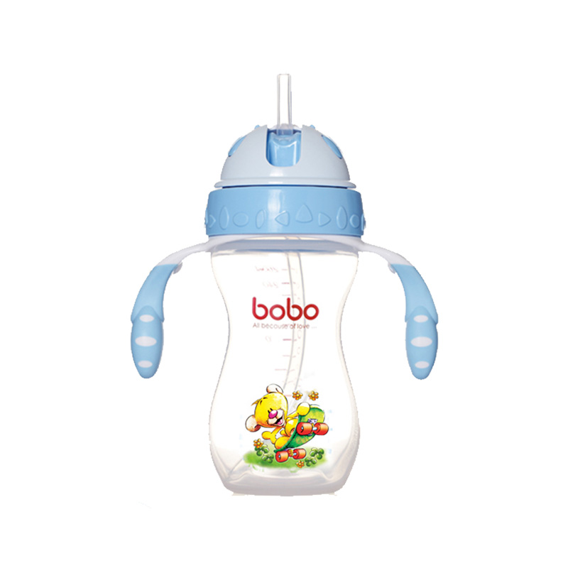 乐儿宝(bobo)一瓶两用PP学饮杯260ML蓝色 适用6个月以上 水杯水壶