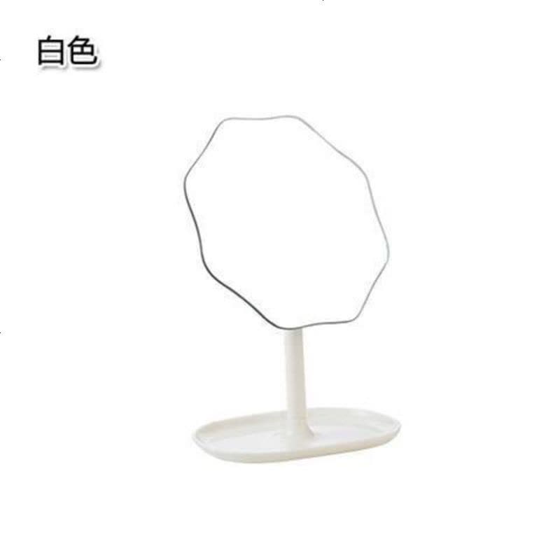 欧式爱心双面化妆镜便携台式梳妆镜宿舍美妆镜子高清公主镜 白色梅花单面镜子带收纳盘(送梳子)图片