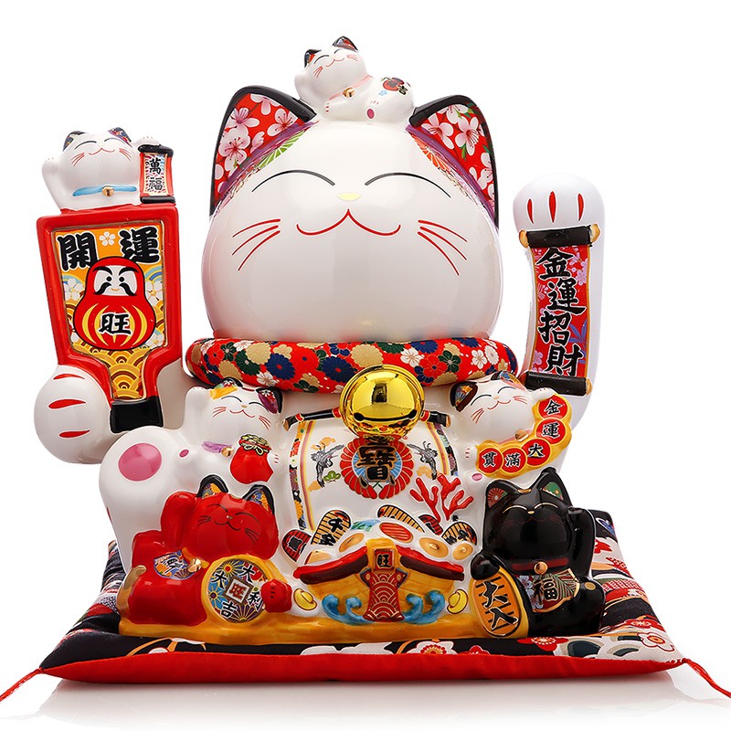 猫店铺开业摆件礼品大号陶瓷收银台电动摇手自动招手 三维工匠 财富满满摇手猫小号猫高清大图