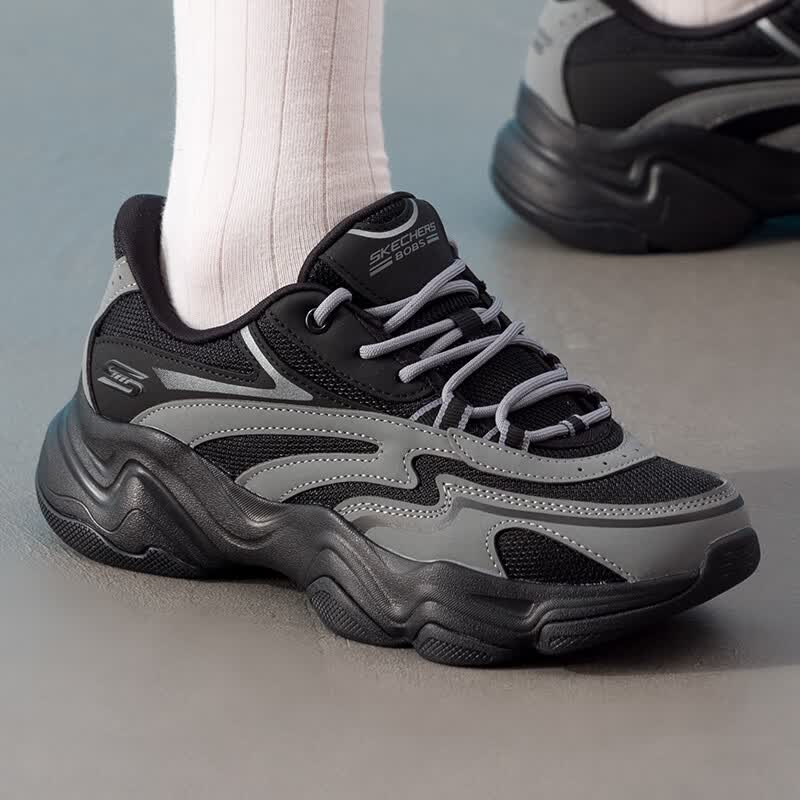 斯凯奇（Skechers）女鞋新款运动鞋时尚耐磨厚底轻便户外健步休闲鞋117687-BKGY ZP高清大图