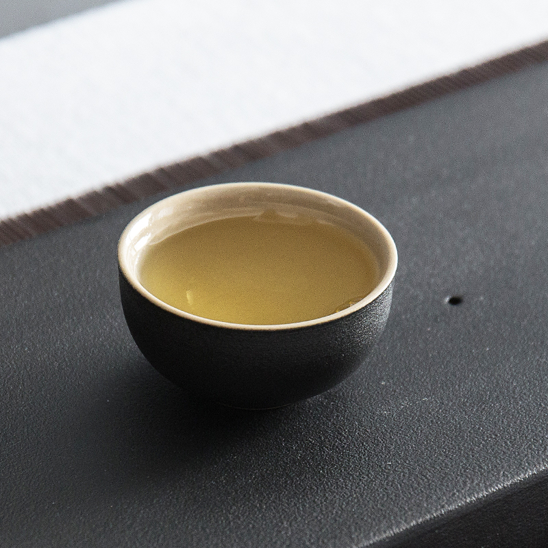 黑白陶瓷品茗杯套装日式主人杯个功夫茶杯茶具单杯小号6只装家用 三维工匠 《红》陶--(圆融杯)*6只高清大图
