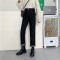 枫述牛仔裤chic直筒裤女2021年深色裤子新款宽松显瘦高腰裤黑色烟管裤