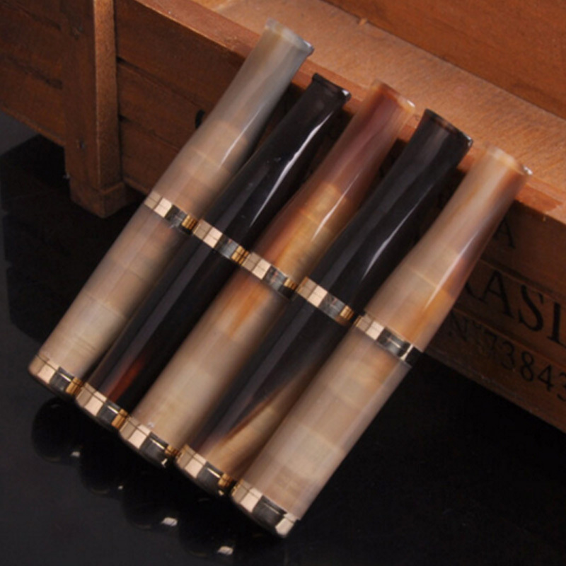 大将军牦牛角烟嘴 双重过滤器组合烟具 循环短芯过滤咀 粗细烟两用NJ38
