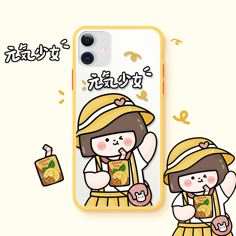 卡绮苹果12手机壳iPhone11液态promax硅胶x新款xr全包7/8plus女iPhonexr防摔卡通网红可爱柠檬
