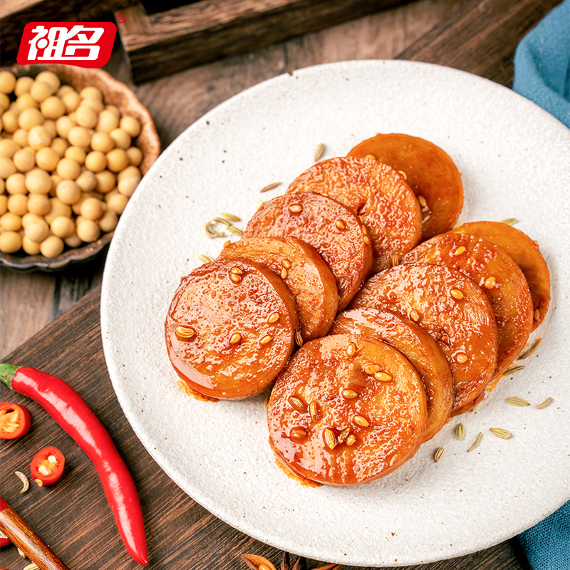 祖名面筋片125g3孜然烧烤味植物牛肉干120g3五香味素年肉豆腐干小包装