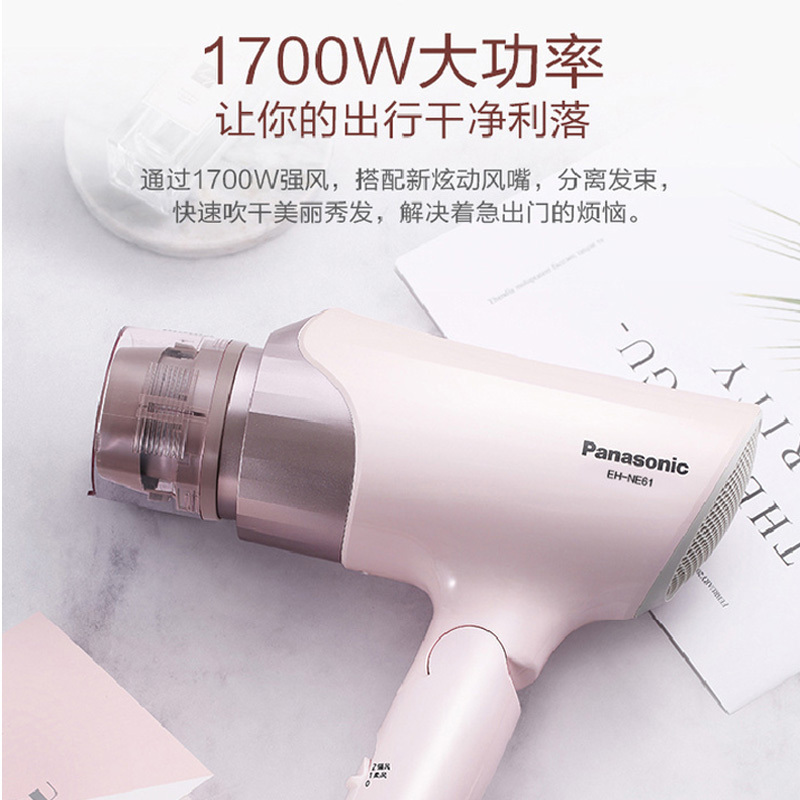 松下(Panasonic)电吹风 EH-NE61 吹风机家用 吹风筒 恒温护发 冷热双出风 可折叠 负离子 网红款