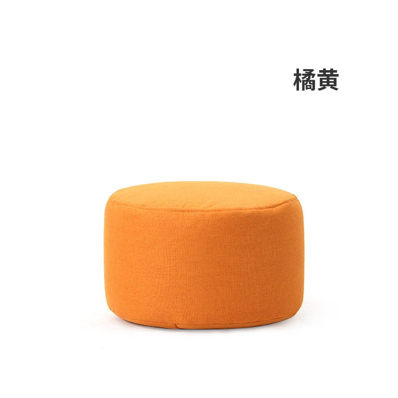 森美人布艺沙发凳家用换鞋凳穿鞋进客厅圆矮凳时尚凳子脚踏小墩子口 橘黄 默认尺寸