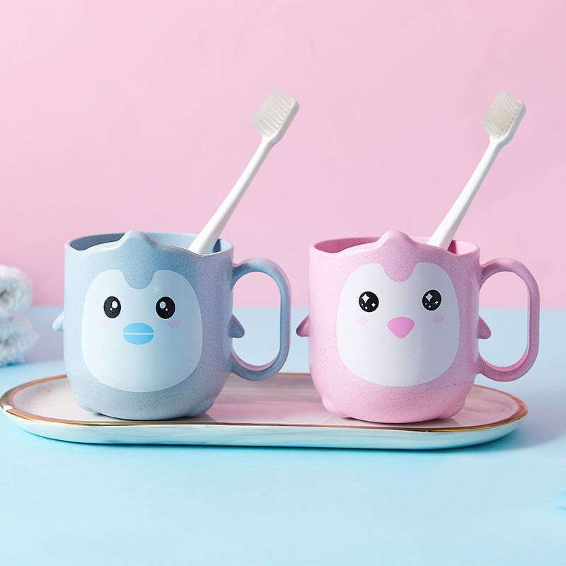 宝宝幼儿园洗漱杯家用防摔牙缸牙杯|天鹅牙刷1支[图案随机][加厚款]