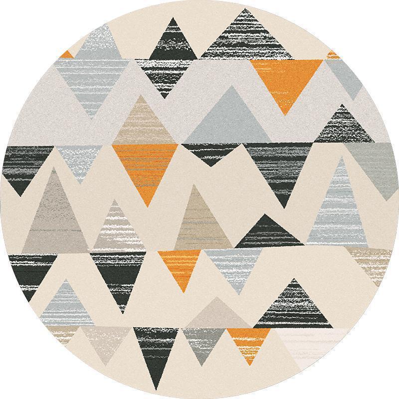 美帮汇圆形地毯北欧轻奢客厅几何简约现代新中式日式美式风格卧室床边毯 几何三角圆形 80CM直径圆形