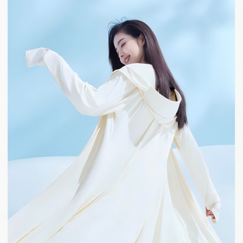 小野和子长款防晒衣女外套夏季户外全身防紫外线防晒服 奶昔白F码 奶昔白 F码
