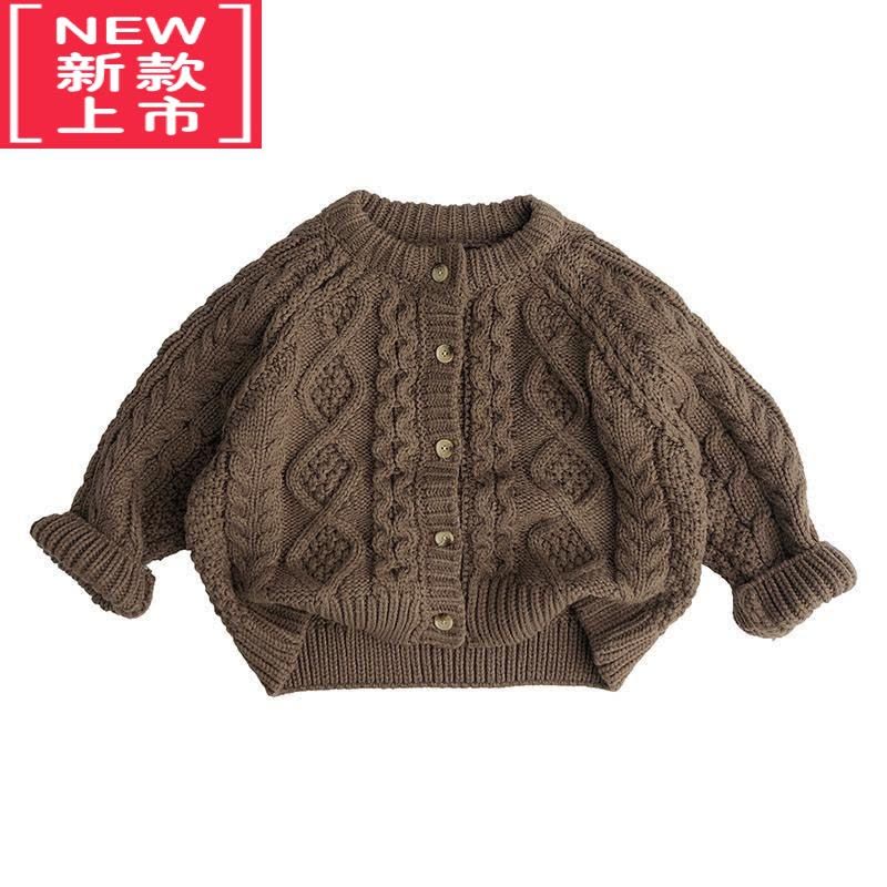 可莉允软萌奶油驼~麻花毛衣~韩版休闲儿童男女毛衣针织开衫洋气外套潮图片