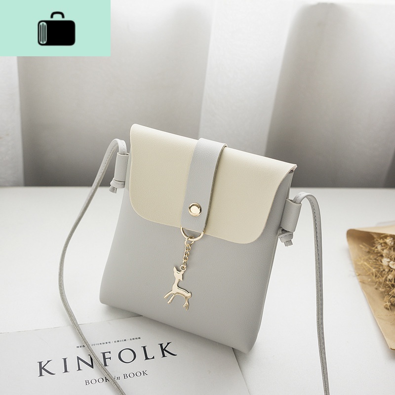 女生斜挎包包韩版时尚手机包女新款单肩包学院网红零钱手提小方包NEW LAKE女士钱包/卡包 浅灰色
