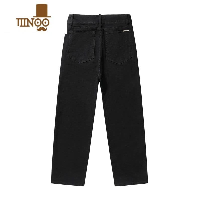 YANXU停机坪 黑色牛仔长裤潮牌男女修身高街百搭水洗直筒裤图片