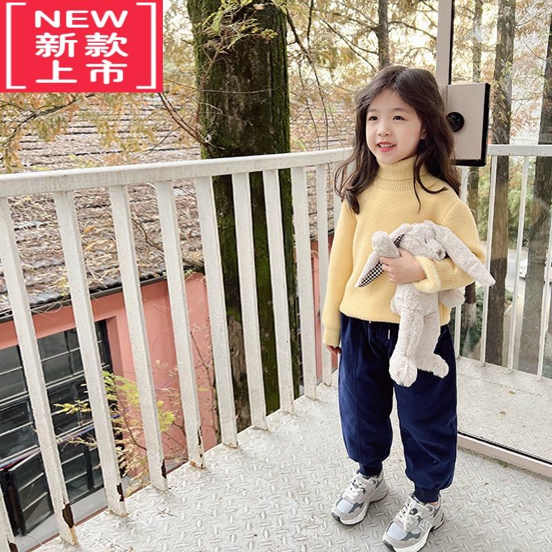 可莉允女童灯芯绒裤2022冬季新款儿加厚保暖长裤宝宝束脚休闲裤保暖裤图片
