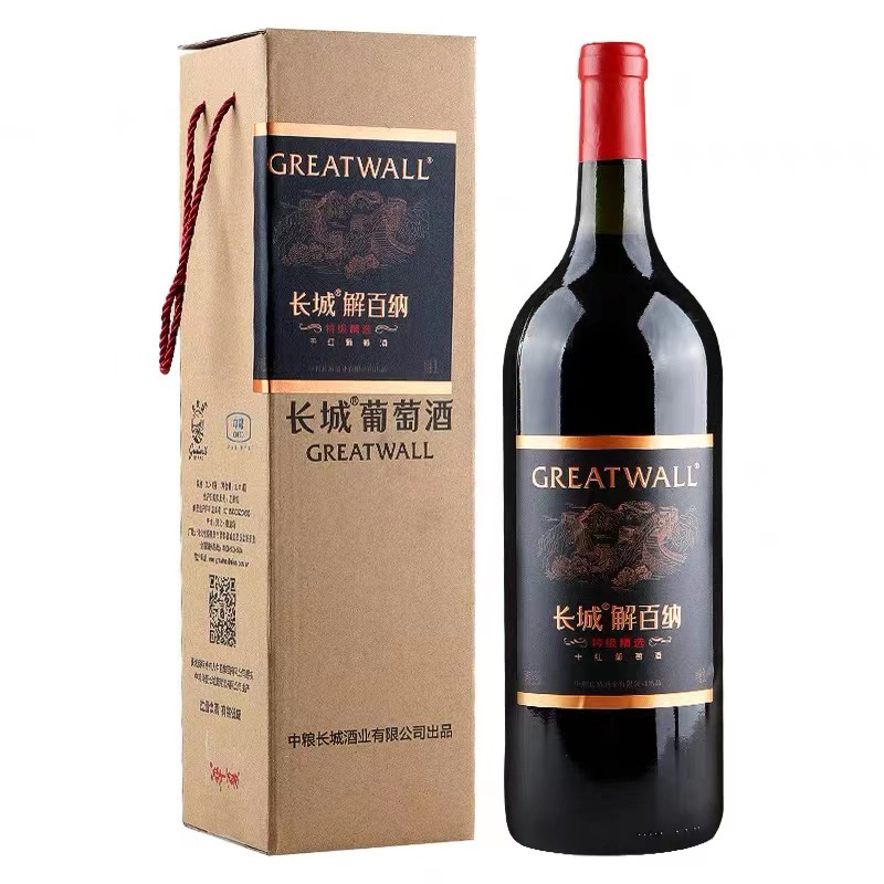 长城黑金解百纳特级精选干红葡萄酒 大瓶装3L 中粮红酒