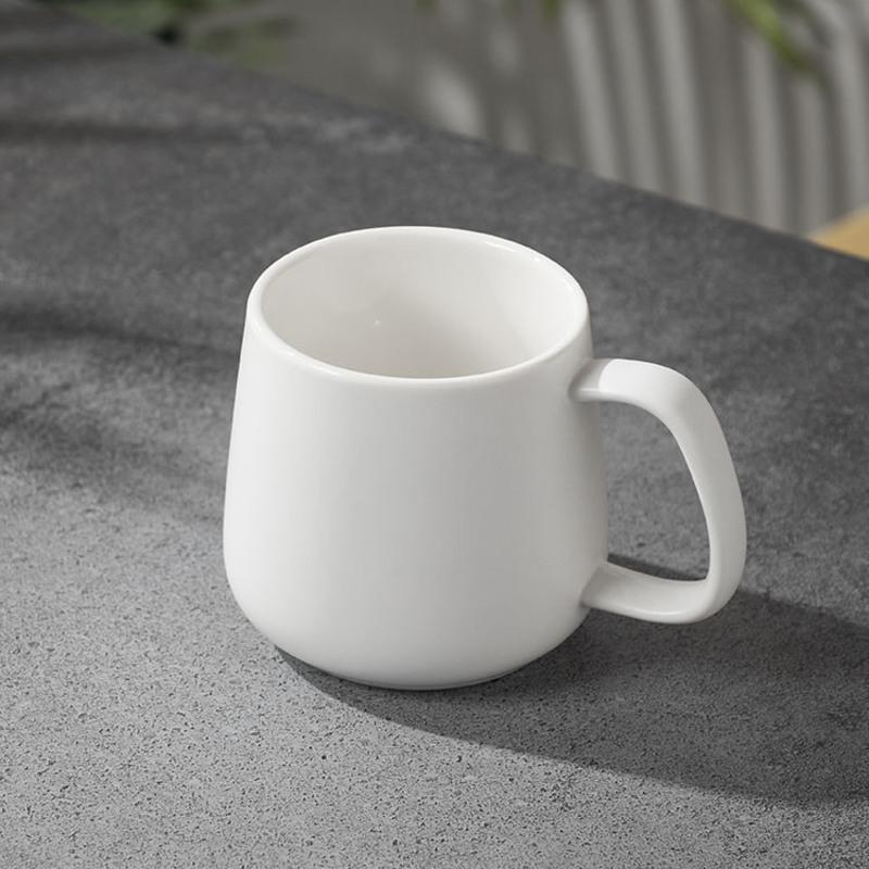 马克杯带盖勺创意情侣款杯子男女个性潮流陶瓷杯白色大肚杯纯色单杯