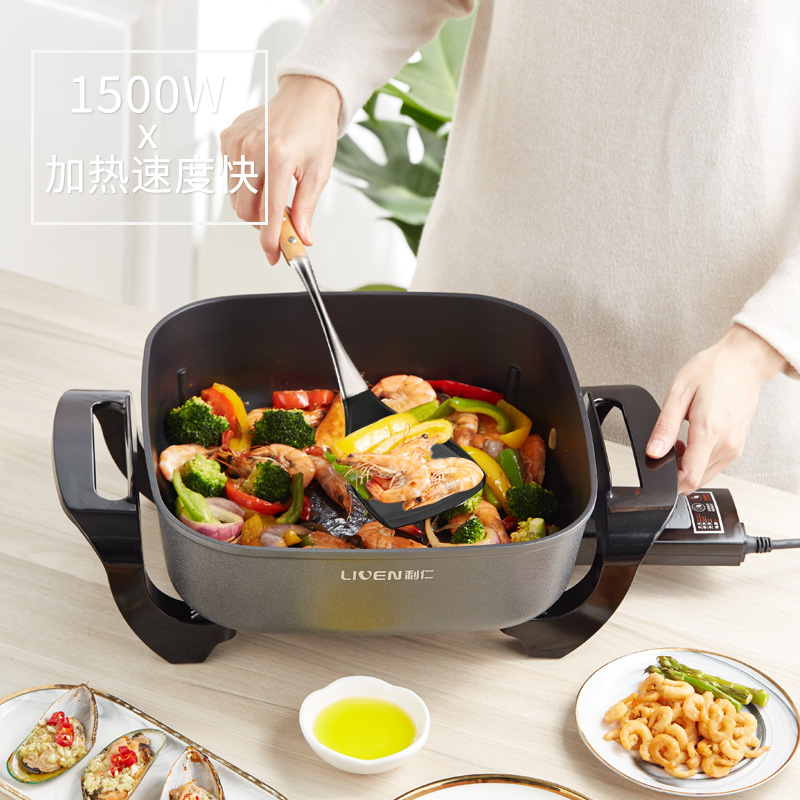 利仁(Liven)电火锅DHG-651大功率家用大容量韩式火锅电热锅多功能炒锅不易粘电煮锅煎烤锅