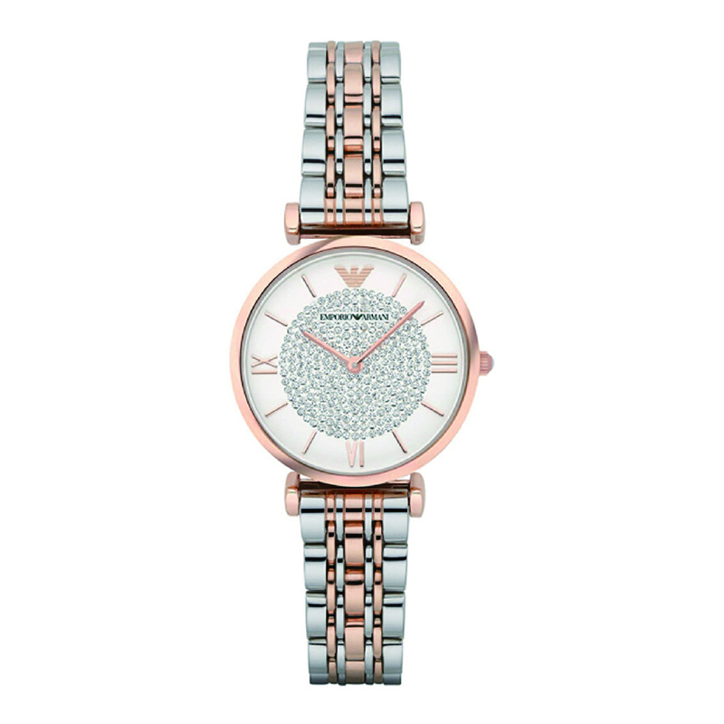 阿玛尼(EmporioArmani) AR1926 满天星手表 钢制表带 圆形镶钻石英轻奢时尚女士手表礼物