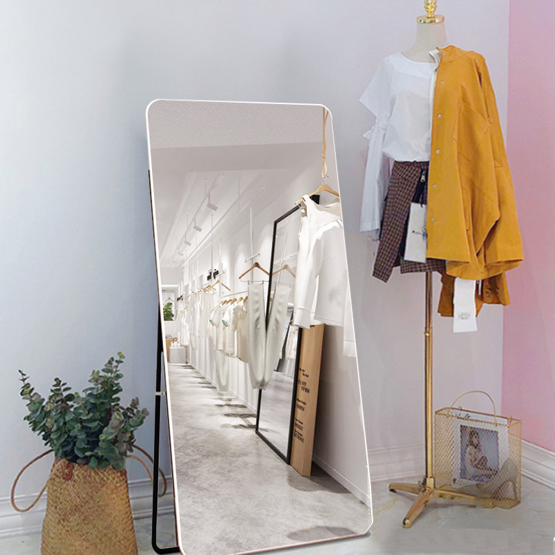 服装店镜子闪电客全身穿衣镜显瘦试衣落地镜家用美颜铝合金镜子ins