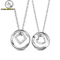 S925纯银情侣项链一对男女士银项链方形爱心吊坠简约创意韩可刻字_68 心形女款（一条）