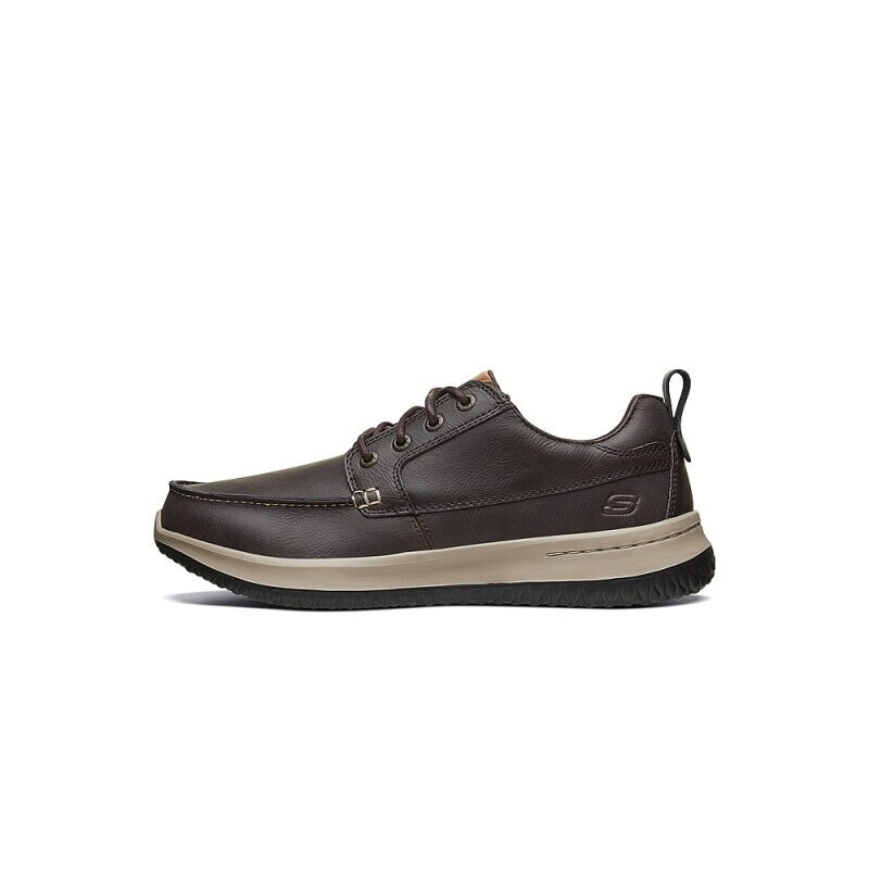 斯凯奇男鞋皮鞋男商务休闲鞋百搭简约软底男鞋棕色65869巧克力色choc