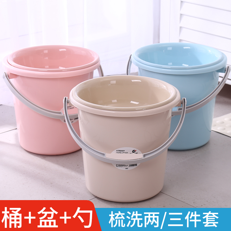 家用储水桶加厚塑料大水桶手提大号圆桶学生宿舍用耐摔洗衣桶脸盆高清大图