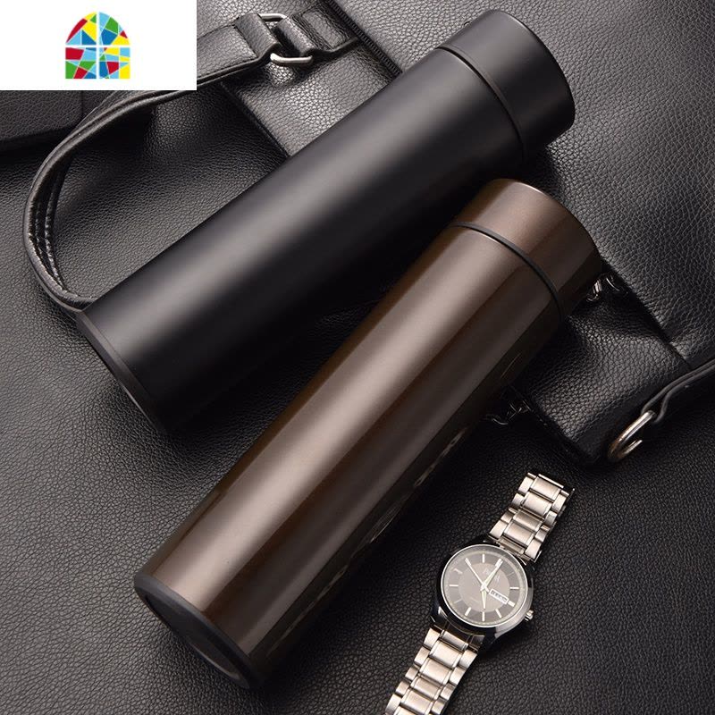 马卡龙智能测温保温杯女士男便携学生可爱简约不锈钢水杯定制刻字 FENGHOU 金色图片