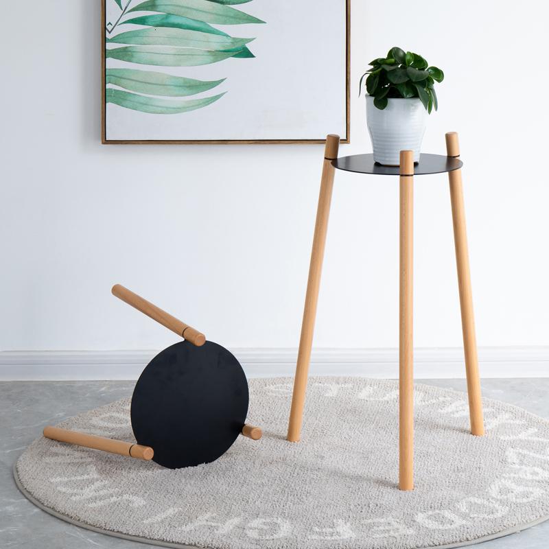 森美人日式简易花架全实木腿角几铁艺展示架客厅家具沙发边几高清大图