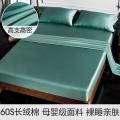 60支纯棉防滑固定床单床笠三件套单件床罩床垫床套保护防尘_148_52_167_164_906_183 150x200cm+（配一对枕套）60贡缎轻奢裸睡面料 经典款-翠兰/60S亲肤，婴儿亲肤裸睡纯棉