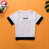 史努比(SNOOPY)儿童拼接短袖撞色T恤2022夏季新款男中小童半袖上衣潮童装L029