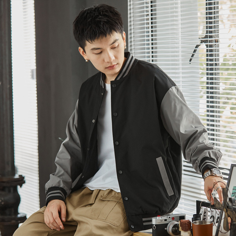 唐狮棒球子撞色拼接外套外套男秋季棒球服外套男男士休闲外套