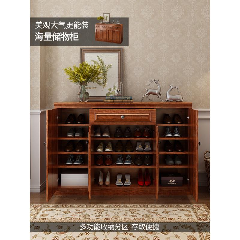 森美人中式实木框鞋柜家用阳台储物柜隔断柜口厅柜收纳大容量玄关柜高清大图