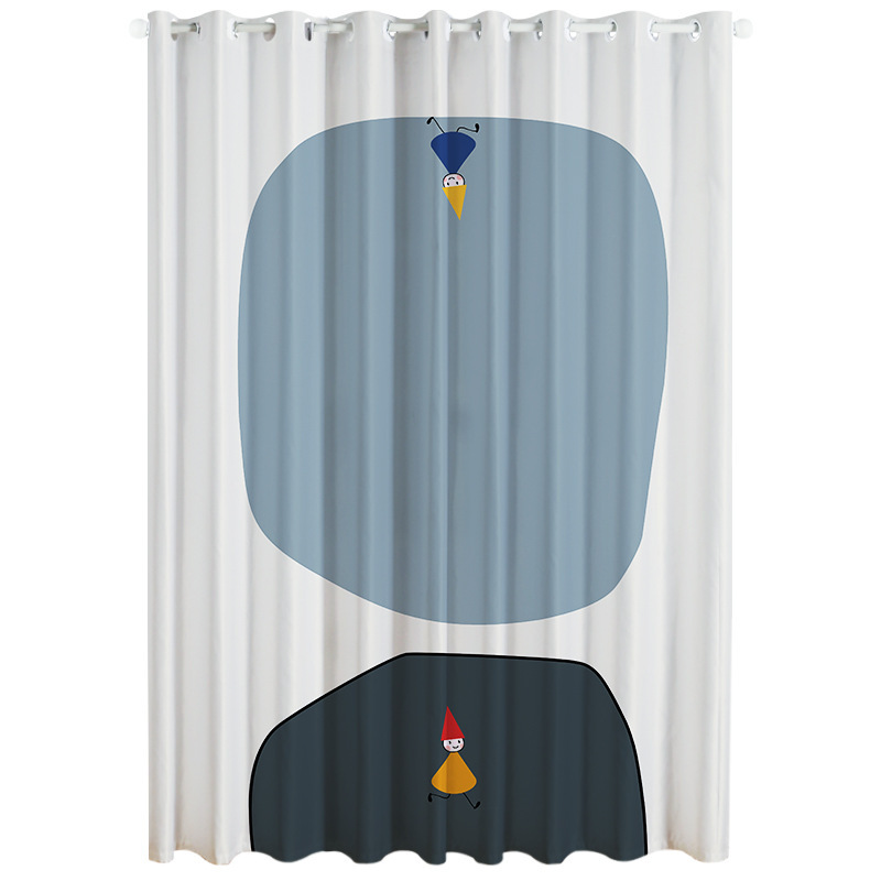 幸福派 门帘隔断帘卧室隐私家用分间房间客厅免打孔屏风挡风帘子布帘窗帘遮光窗帘挂钩纯色窗帘打孔窗帘飘窗客厅帘子 P59趣味 宽2.0米*高度2.7米挂钩一片