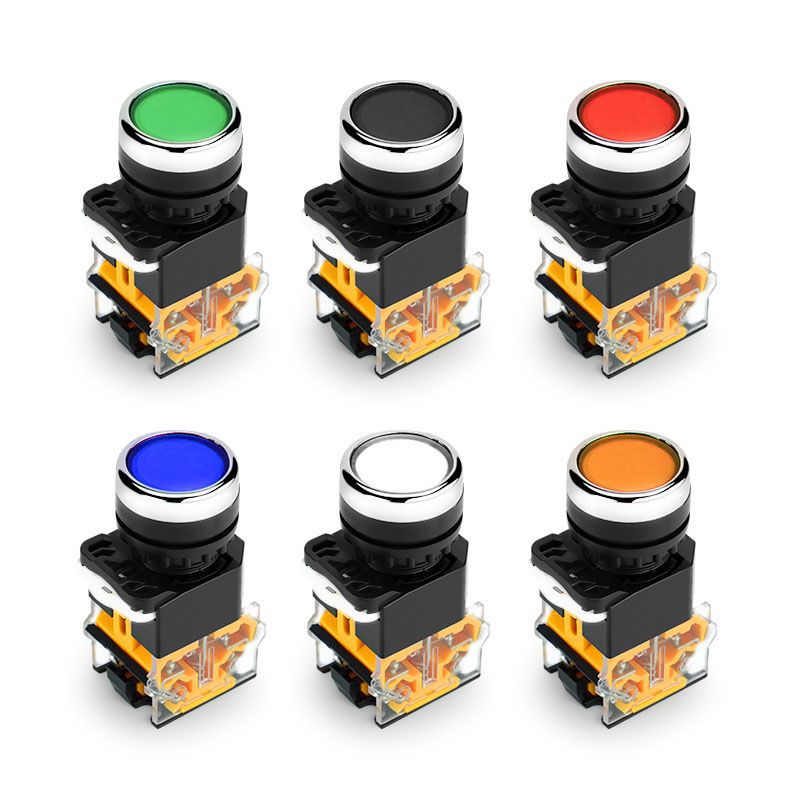 按钮开关自复位la38-11bn自锁一开一闭启动停止圆形点动开关按钮