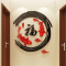 字亚克力镜面墙贴自粘3d立体中国风贴画客厅墙壁画餐厅墙面装饰|水墨鱼（金+银） 小号（50cm*50cm）