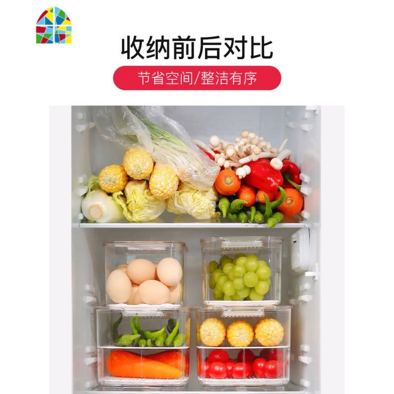 冰箱冷冻收纳盒果蔬保鲜盒可沥水带盖透明家用食品储物盒 FENGHOU图片