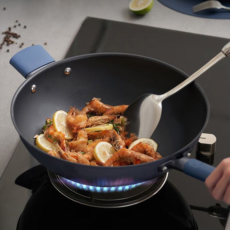 爱仕达炒锅32cm钛晶0涂层聚能少油不粘炒菜锅具CC32Z8Q高清大图