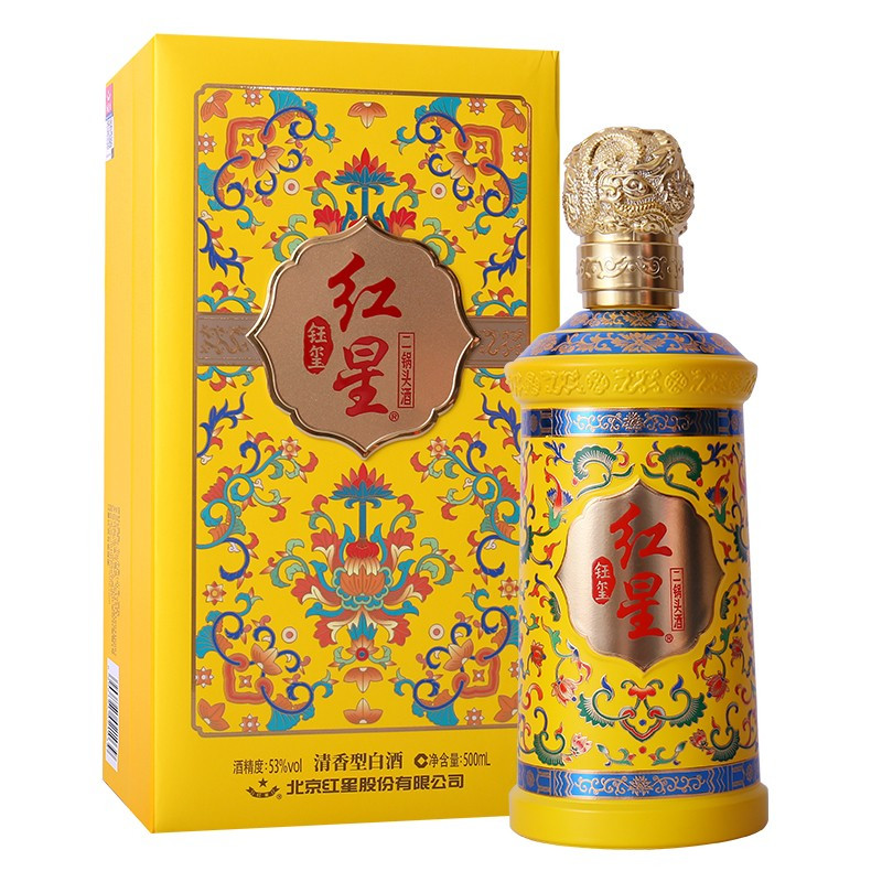 红星二锅头 钰玺龙礼盒 53度 清香型白酒 清香典范升级版 500ml*6瓶礼盒装 整箱赠礼袋