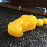 貔貅坠二代蜜蜡挂件男女款圆珠项链颈链毛衣链饰品送女朋友七夕情人节礼物