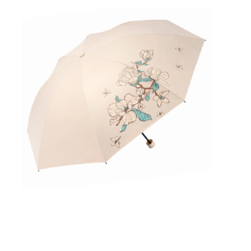 天堂伞 寇玉纺黑胶三折晴雨伞33833E静若幽兰单把装