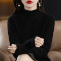 秋冬新款毛衣女半高领长袖女装上衣宽松显瘦百搭毛衣套头针织衫 L 经典黑